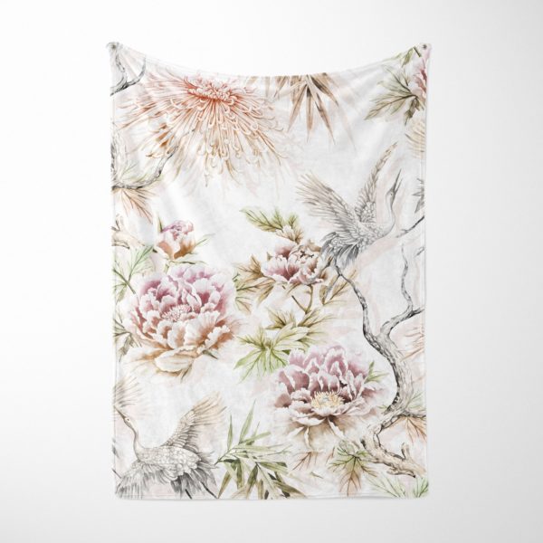 1002 White Stork Coral Fleece Blanket