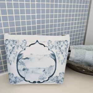 Kaap Delft Grapes Border & Cape Landscape - Recycled Felt Cosmetic Bag