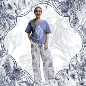 Kaap Delft Proteas & Scrolls, Suikerbekkie & Protea - 100% Cotton Summer Top & Palazzo SET